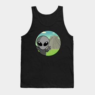 Gray Space Alien Selfie Chichen Itza Tank Top